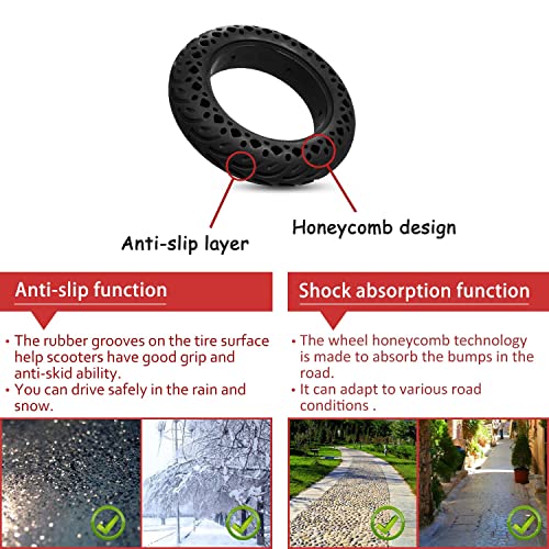 Stormytime 10 Inch Solid Tire Compatible With Xiaomi M365 Pro, Ninebot F,Gotrax Gxl V2,Hover-1Journey Electric Scooter Tires 10 X 2.125/2.0 Plosion-Proof Honeycomb Solid Tire Puncture-Resistant Tire #TOP3
