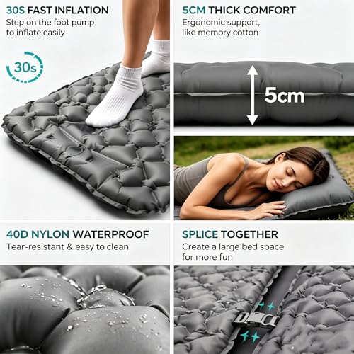 Matelas de couchage autogonflant pour camping durable et lit d'appoint ultra-confort - 4