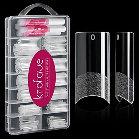 krofaue 120PCS Clear False Nail Tips and Glue Kit Cover