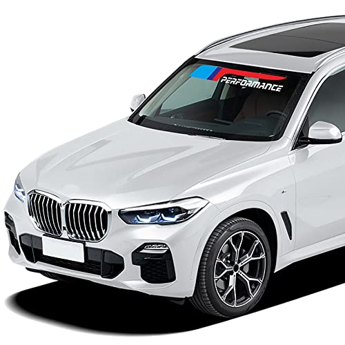 Image of 2pcs Performance Front Rear Windshield Window Banner Vinyl Decal Stickers for BMW F10 F30 E90 E60 E39 E36 E30 X1 X3 X5 X6 Z4 M3 M4 M5 (White)
