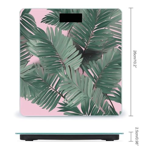 Báscula digital para baño con hojas verdes y pantalla LCD miniatura 2