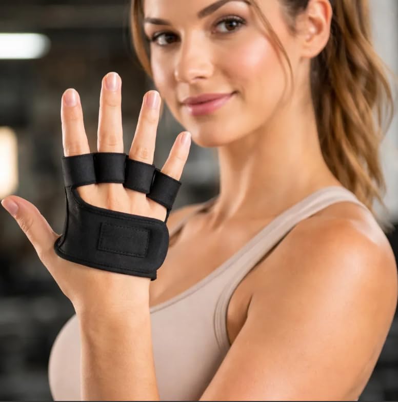 Luva de Academia Unissex, Antiderrapante, Neoprene, Ajustável, Preta, com Pegada Firme