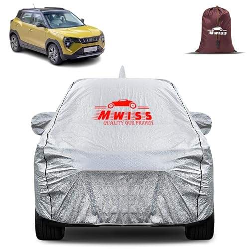 Image of Waterproof Car Body Cover for Mahindra XUV 3X0 | Mirror & Antenna Pocket Anti-Scratch with Soft Cotton Inner Lining Triple Stitched Protection| Heat Resistant | Rain Protection (Silver)