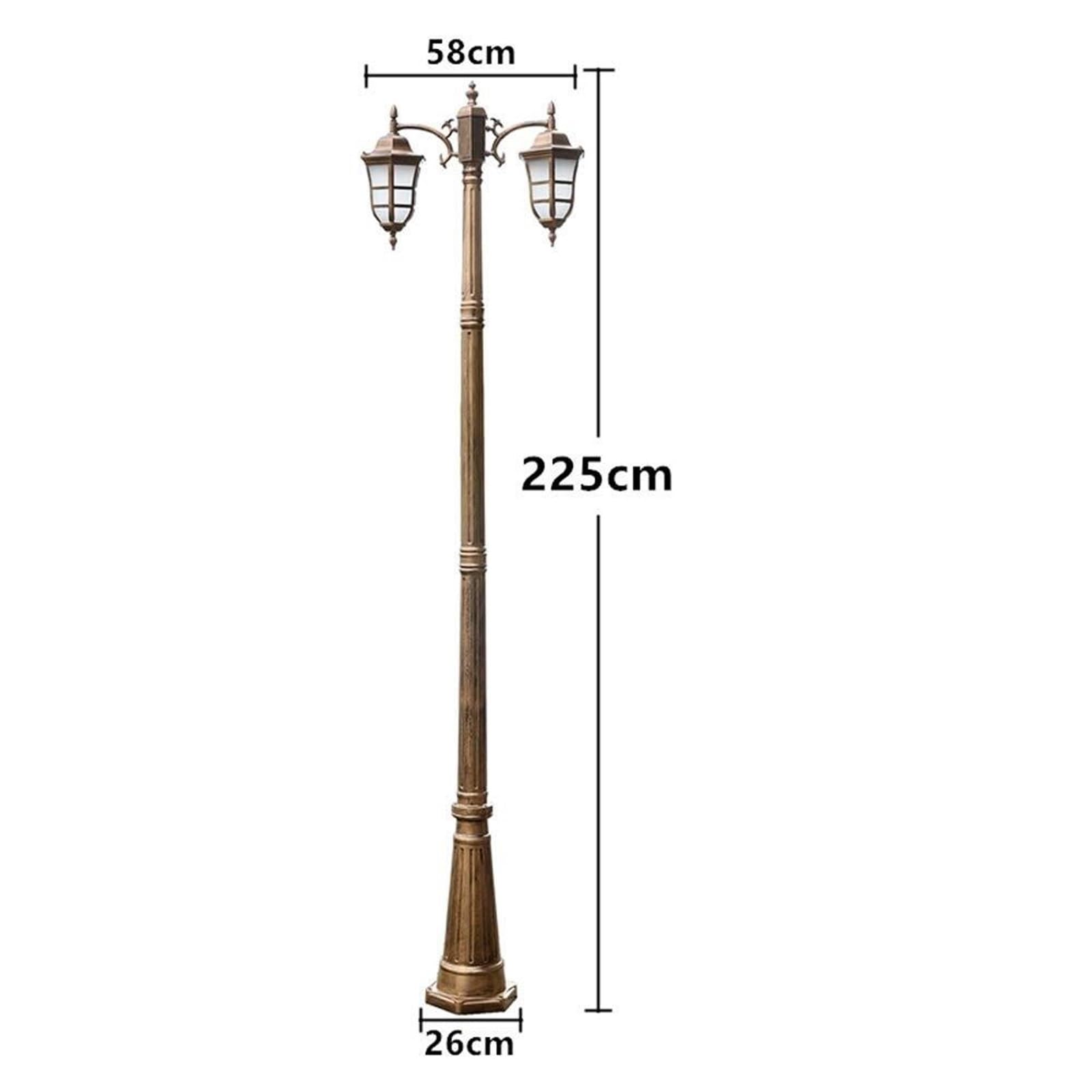 Lampy Solarne Na Słupku, Zewnętrzne Lampy Na Słupku, 2-Punktowe Oświetlenie Słupka Ogrodzeniowego P65, Wodoodporne, Europejskie Oświetlenie Ogrodowe W Stylu Wiktoria,One Color-Height 225cm