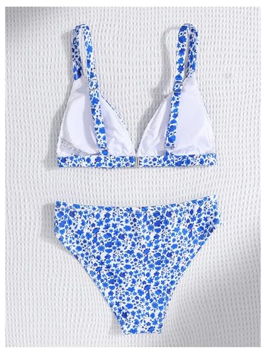 Milumia Girl's 2 Piece Bikini Set Ditsy Floral V Neck Spaghetti Strap Swimsuit2