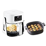 Acerpure Air Fryer | 100% Glass Bowl | 90% Less Oil | 5.5L Air Fryer + 2.5L Cooking Pot | Air Fry, Toast, Reheat, Grill, Cook | 360° TurboHeat Technology | Preset Modes | 1500 Watts | White