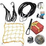 lozafot Redes Malla Moto Sujetar Casco Portabulto Cuerda Gancho,Cuerda para Sujetar Equipaje En Moto, 4 Piezas Cuerdas...