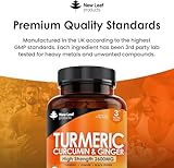 Turmeric Tablets 2600mg with Black Pepper & Ginger - 95% Curcumin Extract -180 Turmerics and Black Pepper Tablets (3 Months) High Strength Active Turmeric Supplements Not Capsules,by New Leaf - Image 7