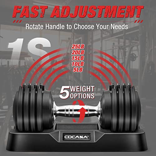 Adjustable Dumbbell Set, 25Lb Dumbbells Weight Set With Anti-Slip Metal Handle, Fast Adjust Weights By Turning Handle Suitable For Full Body Workout Fitness #TOP1