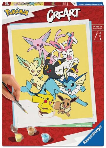 Ravensburger CreArt 25897 - Eevee Evolutions - Malen nach Zahlen Erwachsene DIY Malset mit Pinsel und Acrylfarben Geschenk für Frauen und Männer Malen für Erwachsene