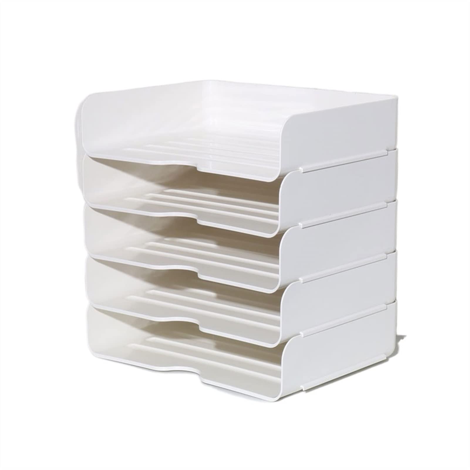 Portadocumenti da Scrivania Organizzatore da scrivania impilabile, rack di file con 5 livelli di compartimenti for organizzazione ufficio e stoccaggio, file manager, bianco Vaschetta Portacorrisponden