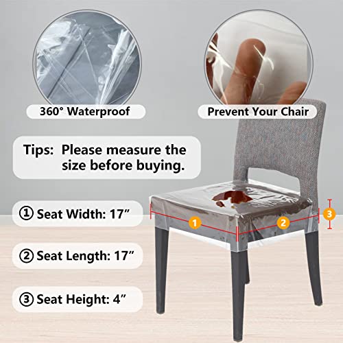 Wokire 4-Pack Dining Chair Cover, Reusable Waterproof, Stain And Pet Scratch Resistant Chair Covers, Clear Vinyl Seat Protector, Fits Most Standard Size Seats (W/17 X D/17 Inch) #TOP1