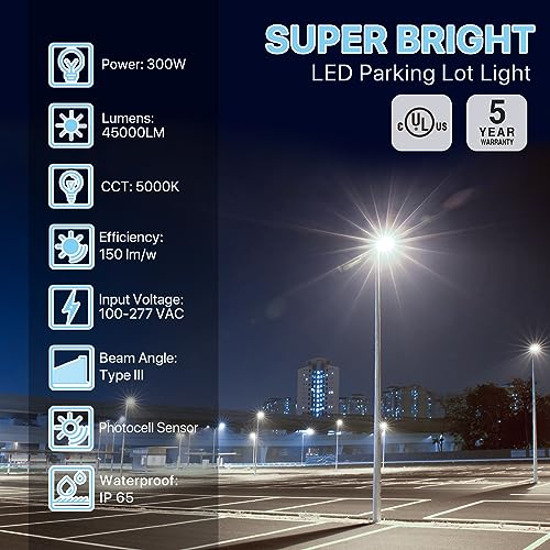 Snapklik.com : HYPERLITE Parking Lot Light 300W: 5000K 45,000lm ...