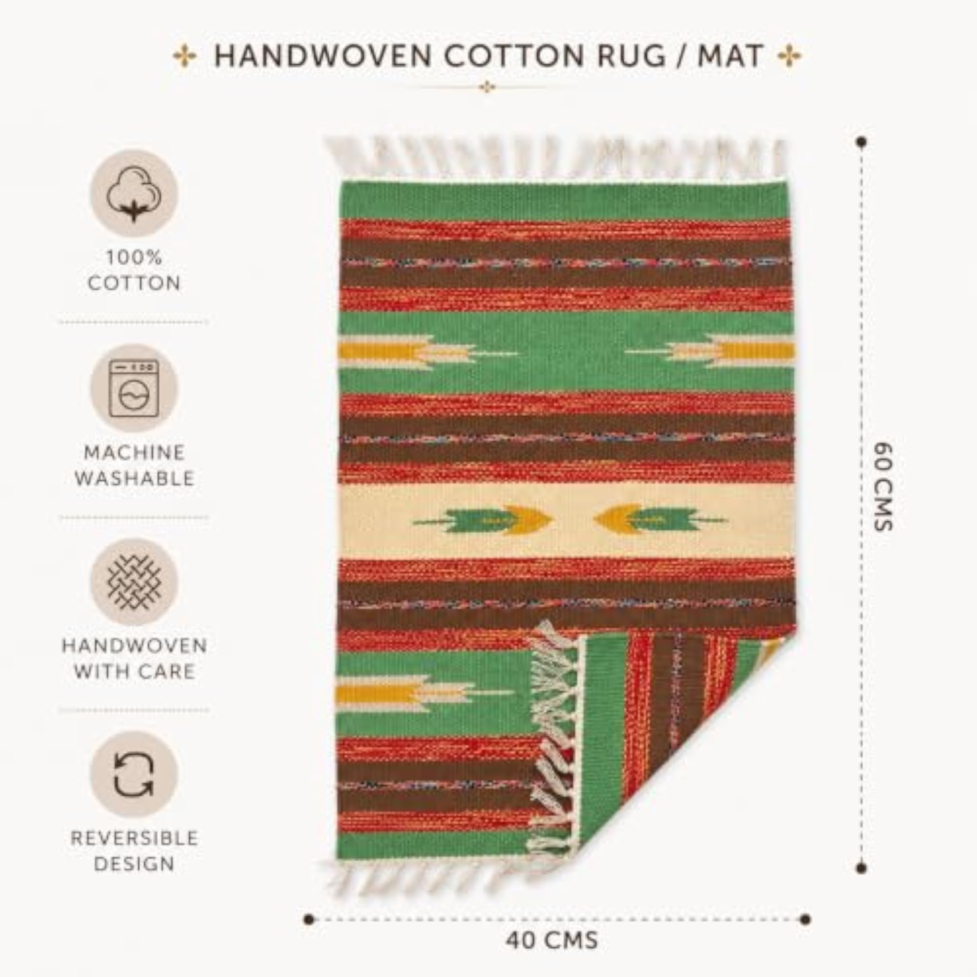 Premium Cotton Traditional Design Rectangular Door Mat Combo