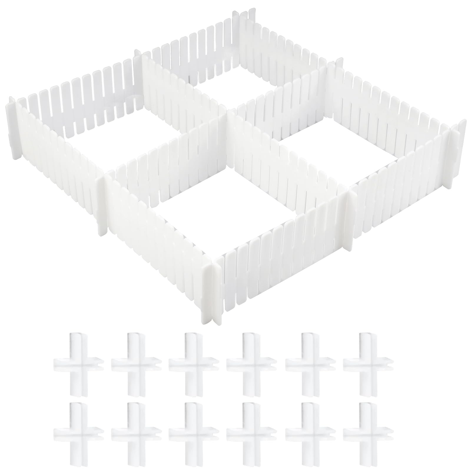 MytaYt 8Piezas DIY Separadores de Plástico Para Cajones Ajustable Organizador de Cajones Divisor de Armario para Ropa Interior, Calcetines, Cinturón, Suministros de Oficina (Blanco)