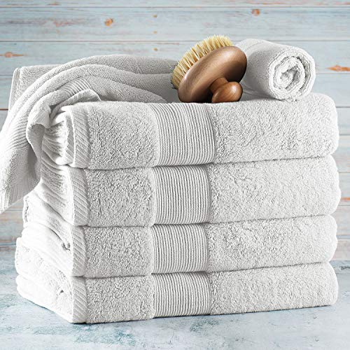 Image of Hearth & Harbor Bath Towels for Bathroom - 100% Ring Spun Cotton Luxury Bathroom Towels - Ultra Soft & Highly Absorbent, Bath Towels Set of 6 - White