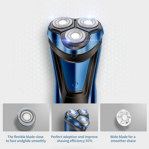 ELEHOT Electric Razor for Men, Rotary Electric Shaver with Pop-up Beard Trimmer, Digital Display, Rechargeable Cordless (Blue) - Thumbnail 5