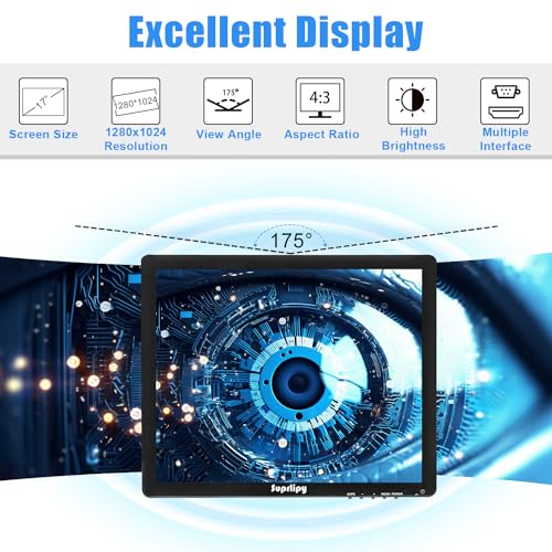Image of 17 inch Touch Screen 1280x1024 Support HDMI VGA AV USB BNC 10 Capacitive TFT LED Monitor for PC Laptop Xbox PS5 PS4 Switch POS Systems Built-in LoundSpeakers