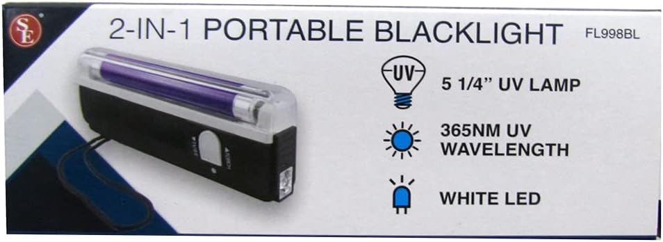 Treasure Gurus 2-in-1 Portable LED Flashlight 365nM UV Ultraviolet Black Light Travel Blacklight Pet Urine Detector