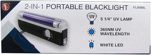 Treasure Gurus 2-en-1 Linterna LED portátil 365nM UV ultravioleta luz negra de viaje Blacklight Detector de orina para mascotas