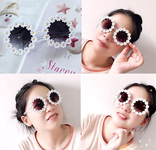2 Pairs Daisy Sunglasses Round Flower Glasses Novel Floral Party Sunglasses Sun Shades Eyewear for Mum and Daughter3