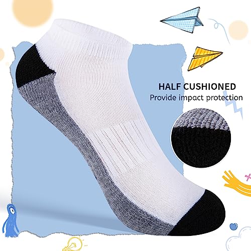Comfoex Boys Ankle Athletic Low Cut Socks - 8 Pairs for 6-8, 4-6, 8-10 Years Old - Half Cushioned Short Socks4
