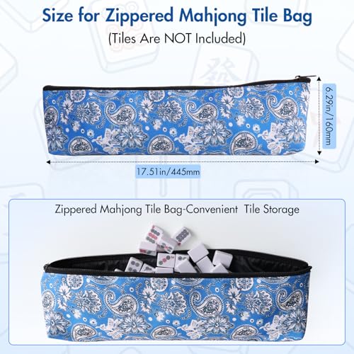 Set de 3 Bolsas Portátiles Para Mahjong Azul miniatura 5