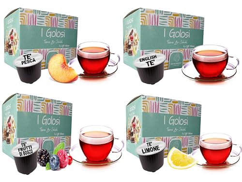 Caffè Vulcanus - 60 Kapseln Teemischung Geschmack: Englischer Tee Pfirsichtee Zitronentee und Beerentee - Kapseln kompatibel mit Nescafe Dolce Gusto