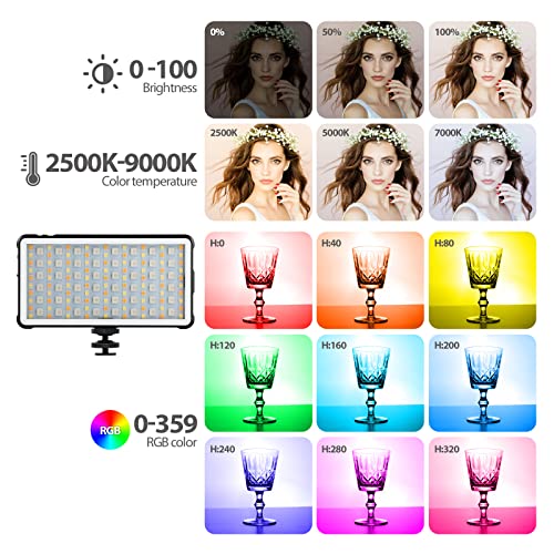 ENEGON RGB Video Light, Batería Recargable de 4000mAh incorporada LED Camera Light Full Color 24 Efectos de luz comunes, CRI≥95 2500-9000K LED Video Light Panel con función de Banco de energía. - imagen 2