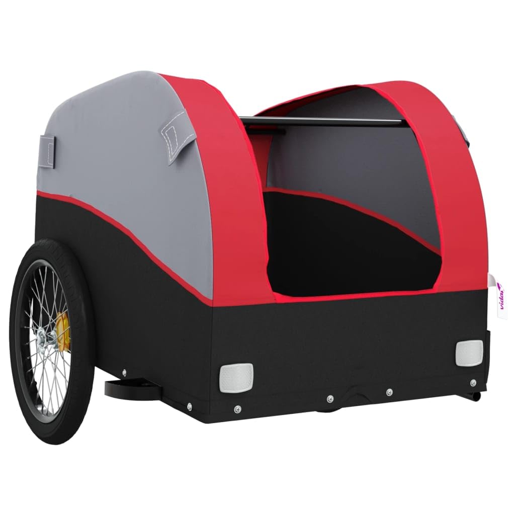 Remolque para bicicleta de hierro negro y rojo de 45 kg, remolque de carga para bicicletas, remolque grande para carga de bicicletas, carrito de almacenamiento de carga para bicicletas, portaequipaj