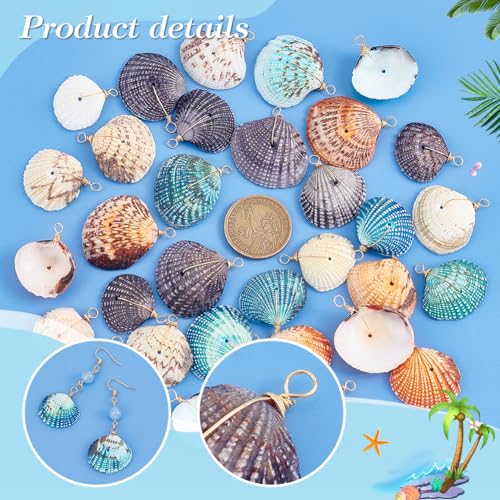 PH PandaHall 32pcs Natural Shell Pendants - Image 3
