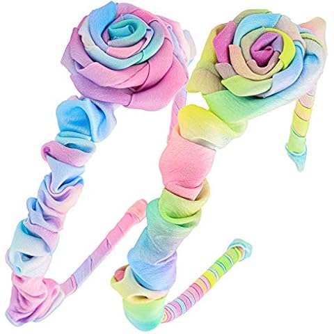 FROG SAC 2 Tie Dye Headbands For Girls, Satin Rosette Head Band For Kids, Ruched Headband Hair Accessories, Dressy Girl Hair Bands For Children Cover