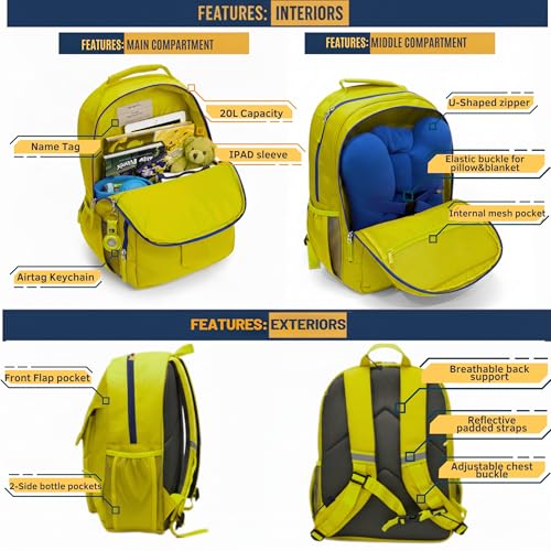 3pc Kids Travel Backpack for airplane | Includes Airtag holder for kid travel pillow and blanket | 5 year old girl birthday gift for year old girl | Kids travel essentials | Disney world essentials - Image 7