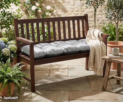 Bankkissen für Gartenbank & Hollywoodschaukel - Made in EU, Wasserdichtes & UV-beständig Gartenkissen - Bankauflage 2-Sitzer - Sitzkissen für Outdoor & Innenbereich - 100x50 cm - Grau