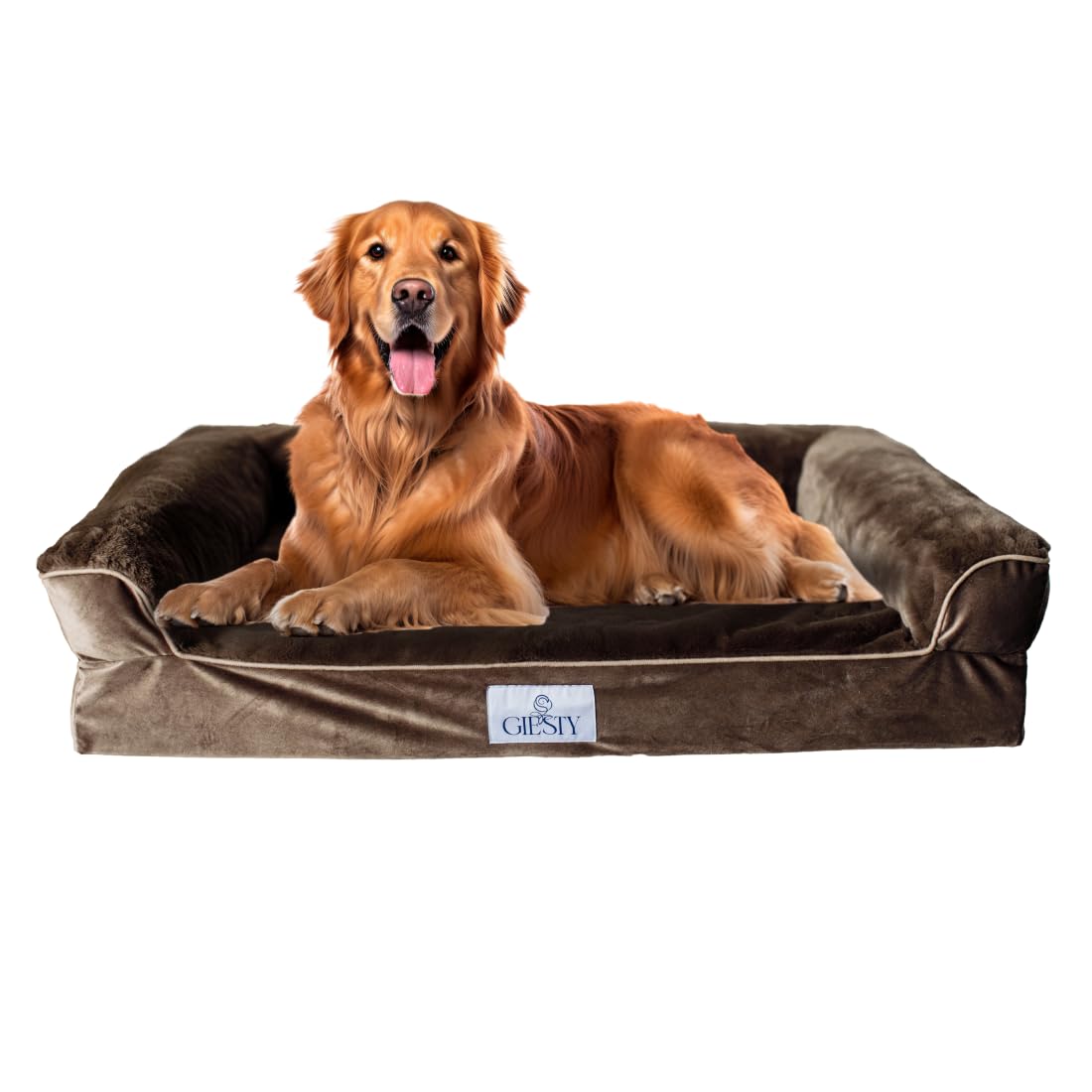 Giesty Orthopedic Dog Beds for Extra Large Dogs, Waterproof Dog Beds with Washable Removable Cover, Pet Bed Cotton linen and Faux Fur, Size XL(41,7"*31,5"*7,9"), Non-Slip Bottom