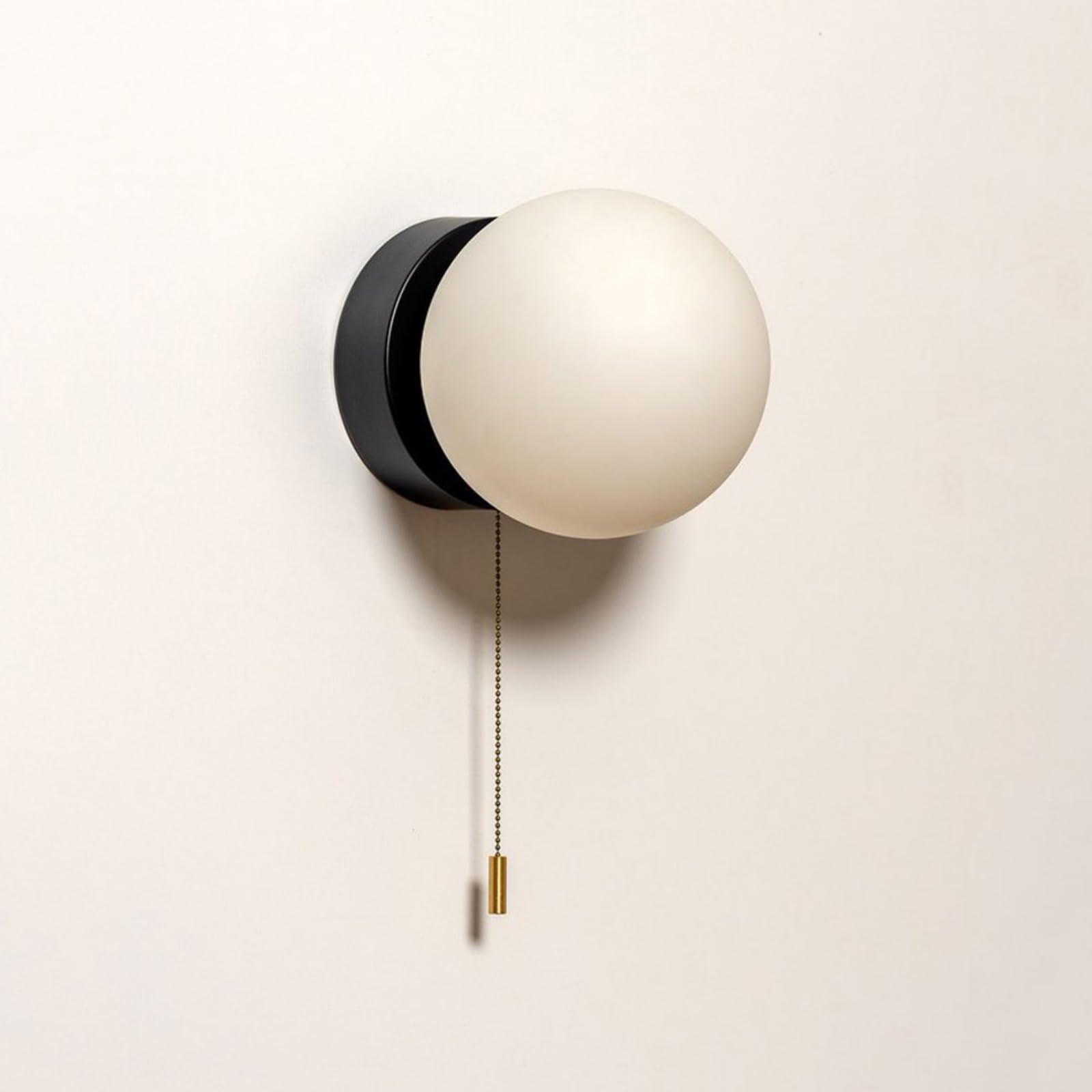 KBUUKYYXouy Wall Sconce 1 Light with White Globe Glass Shade | Modern Lighting Vanity Pull Chain Switch Design Lamp Mounted Lights for Living Room Bedroom Hallway G9 Socket(Black)