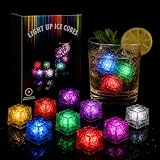 LED Light Up Ice Cubes for Drinks, Multi-Color Liquid Activated Waterproof Reusable Glow Ice Cubes for Party, Wedding, Bar Events or Bath Time Fun, 12-Pack SparkleCheers