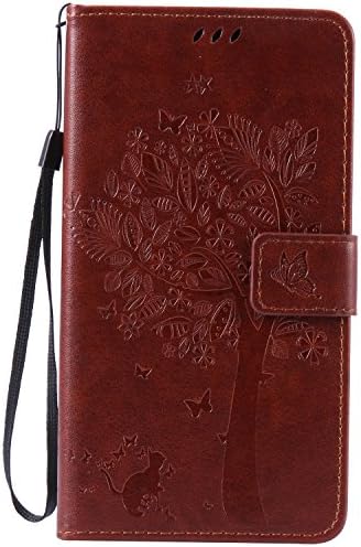 Durable Galaxy Samsung C7 Pro C7010 Case Cover Book Style Kickstand Credit Cards Slot Cash Pockets PU Leather Flip Wallet Case with Wrist Strap, BZCTAH Magnetic Buckle C7000 Holster, Brown#1