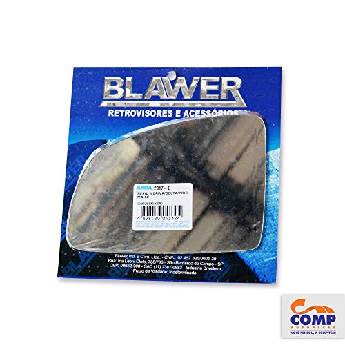 Lente de Espelho Retrovisor Esquerdo Meriva Prisma Celta Novo Blawer 2017 - E Lado Motorista