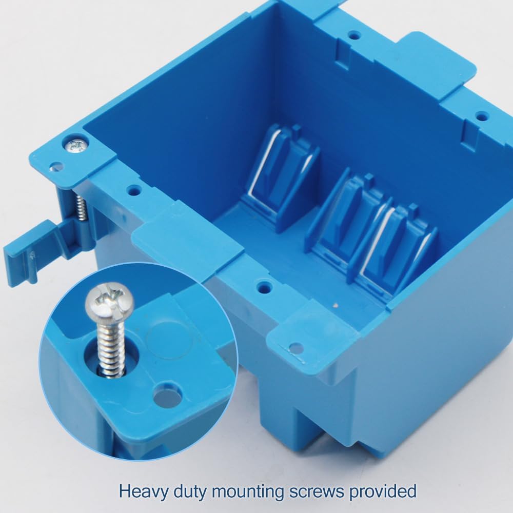 2 Gang Old Work Electrical Box,Blue,25 Cu.in.Switch/Outlet Box,4-1/5-Inch Length by 4-Inch Width by 2-3/4-Inch Depth,PVC Old Work Outlet Box for Constructions, ETL Certified(1 Pack) - Image 6