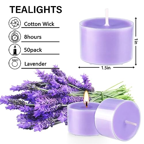 Wfmolcand S6SD 50 Pack Bulk Lavender Scented Tealight Candles In Clear Cup thumb #3