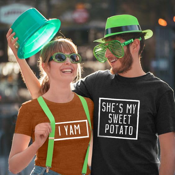 She's My Sweet Potato I Yam T-Shirt Couples Holiday Matching Shirts for Husband and Wife Casual Short Sleeve Tops4