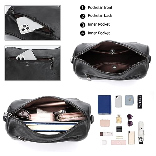 Image of KL928 Crossbody Purses for Women Shoulder Bags with 2 Straps,Black