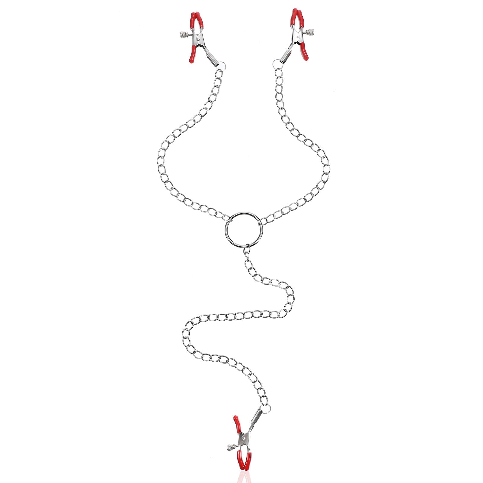 Adjustable Non Piercing Nipple Clamps Y Necklace for Women Men Body Jewelry with Soft Silicone Pads 3 Clips
