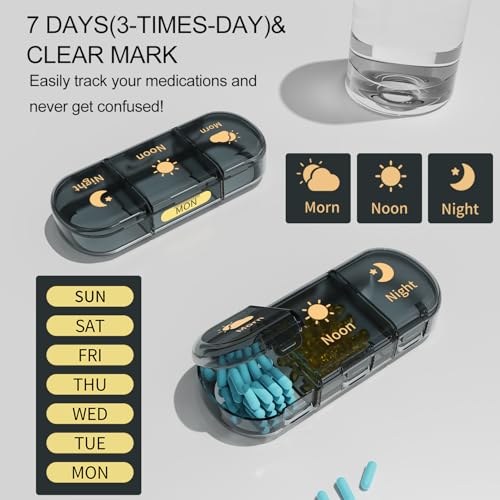 Image of Premium Medicine organizer Box- Waterproof Weekly Medicine organizer- Medicine Box for home, 7 days tablet organizer For Home-Large Pill Organizer Box Case (Black-3 Compartment (Standing))