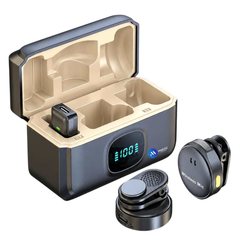 Maizic Smarthome Dual Wireless Lavalier Microphone with Charging Case for Type-C Devices, 2.4GHz Clip-On Lapel Mic, Intelligent Noise Cancellation, Plug & Play for YouTube, Vlogging & Interviews-image-23