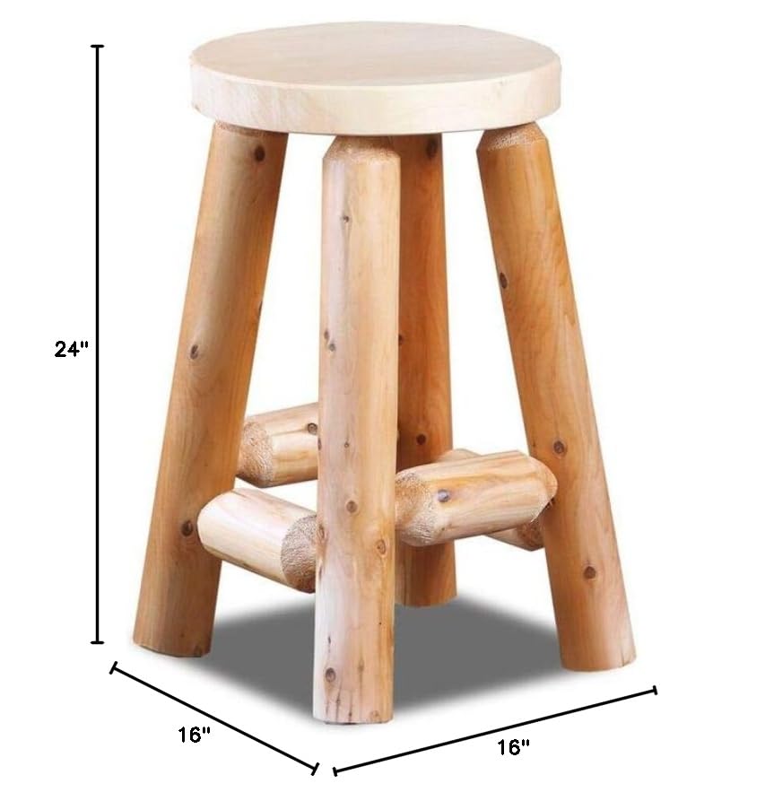 Butaco rústico de pino y cedro SRL – Taburete para bar interior y exterior, sillas para isla, taburetes de cocina y mostrador (24", sin acabado) miniatura 3