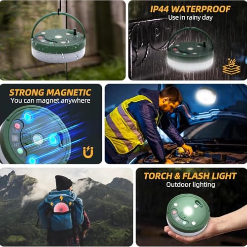 Image of XERGY Camping LED String Lamp + Light | USB Type-C Output Powerbank | 3000mAh | USB Rechargeable | Magnetic | 14 Light Mode | Timer | Waterproof Portable Hanging for Outdoor Hiking, Party, (10Mtr)