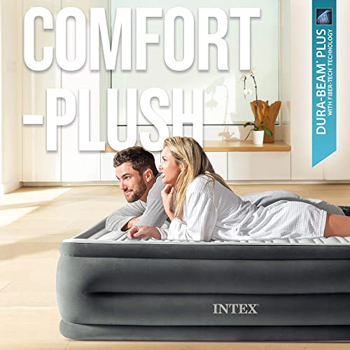 Image of Intex Dura-Beam Deluxe Series Comfort -Plus Mid-Rise Air Mattress - with Built-in Electric Pump (Queen Size -13 inch Height)