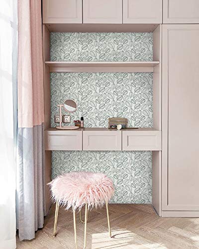 Green Leaves Shelf Liners Green Wallpaper Green Peel and Stick Wallpaper Green Leaves Wall Paper Self Adhesive Modern Natural Leaf Waterproof Removable Leaf Wall Decals Home Decorative 17.7”×78.7”